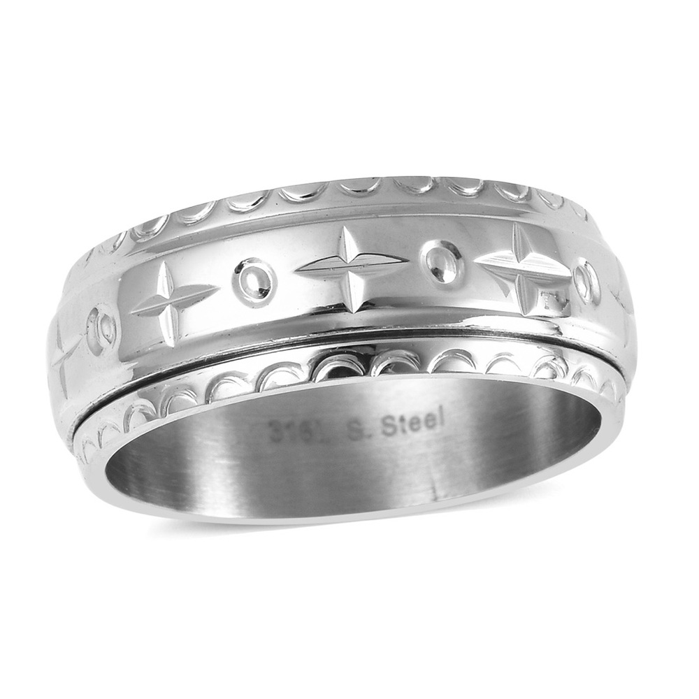 Diamond Cut Single Row Spinner Ring